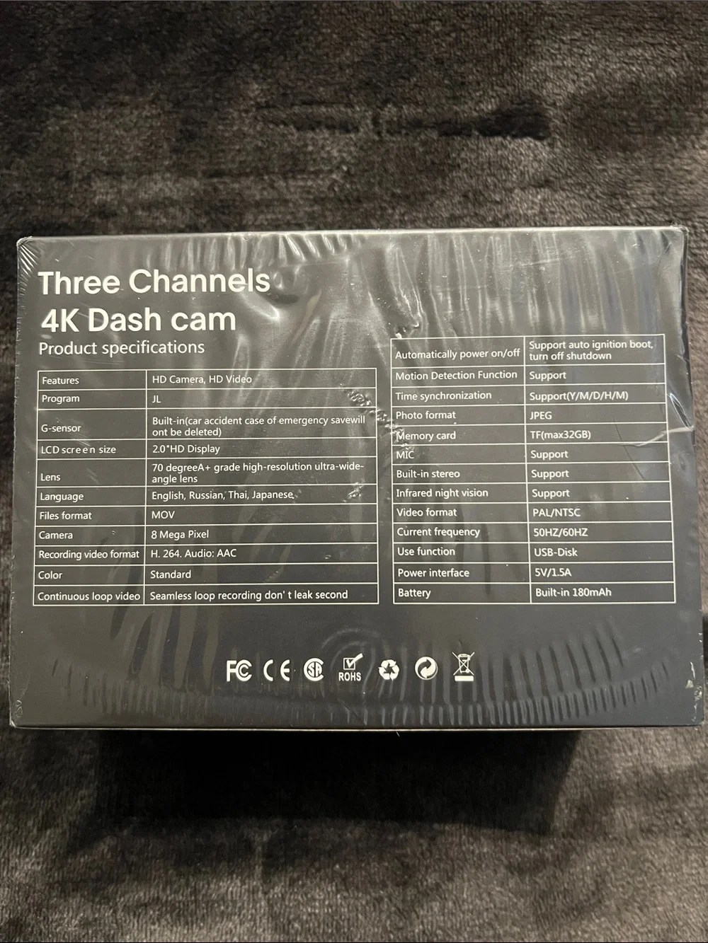 NEW Generic Three-Channel 4K Dash Cam - Black